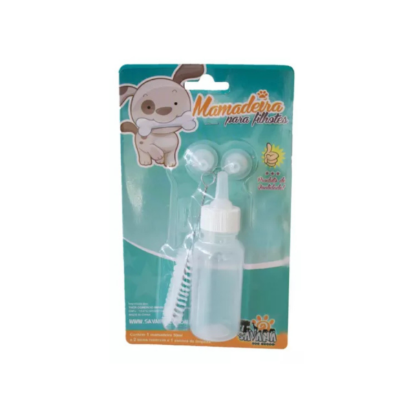Mamadeira para Filhotes 3 Bicos + Escova Savana Pet 50ml