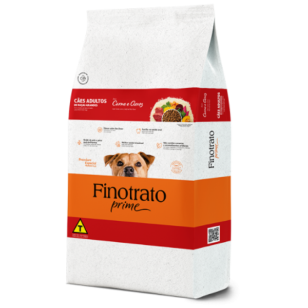 Ração Finotrato Prime Cães Adultos de Raças Grandes Carne e Arroz 20Kg