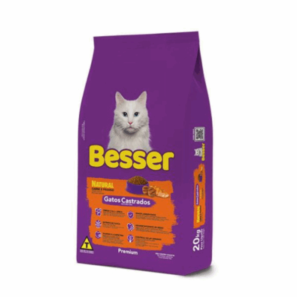 Ração Besser Natural Premium Gatos Castrados Carne e Frango 10,1Kg